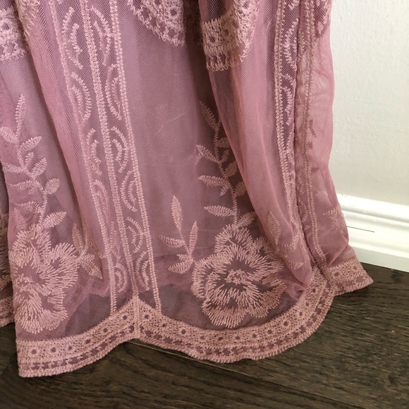 NWT PinkBlush 1X Mauve Lace Maternity Maxi - Picture 4 of 8